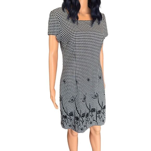 Vintage 90s Gingham Plaid Jessica Howard Dress Embroidered Butterflies Size 10 - Picture 3 of 5